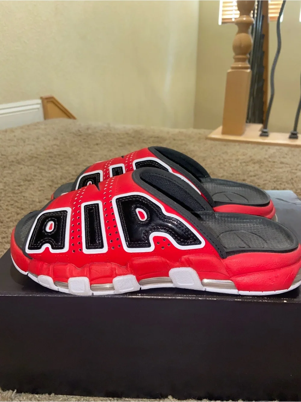 Nike Kids Red and Black AIR Slide Sandals
